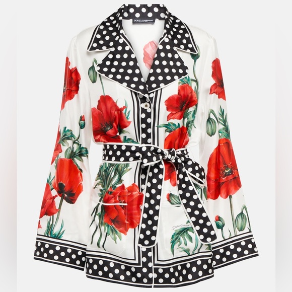 Dolce&Gabbana floral silk belted shirt